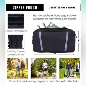 Dog waist pouch for hands free leash